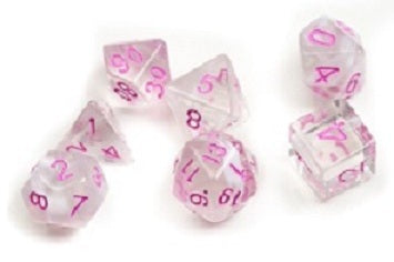 SD: White Cloud Pink Ink 7 Dice RPG Set